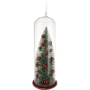 Rode kerstboom in stolp kerstversiering hangdecoratie 22 cm   -