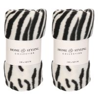 2x Fleece dekens zebra print 130 x 160 cm - thumbnail