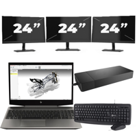 HP ZBook 15v G5 - Intel Core i7-9e Generatie - 15 inch - 16GB RAM - 256GB SSD - Windows 11 Home + 3x 24 inch Monitor