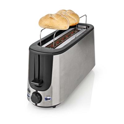 Nedis Broodrooster | Roestvrij Stalen Serie | 2 Sneetjes Brood | 1 Lange sleuf | Bruining niveaus: 6 | Ontdooifunctie | Broodjesrek | Aluminium -