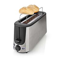 Nedis Broodrooster | Roestvrij Stalen Serie | 2 Sneetjes Brood | 1 Lange sleuf | Bruining niveaus: 6 | Ontdooifunctie | Broodjesrek | Aluminium -