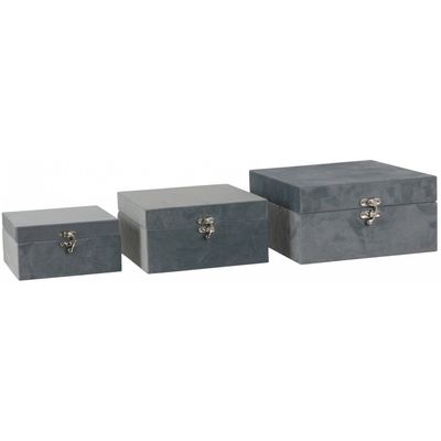 House Of Seasons Bewaardozenset 24 Cm Fluweel Blauw 3-delig