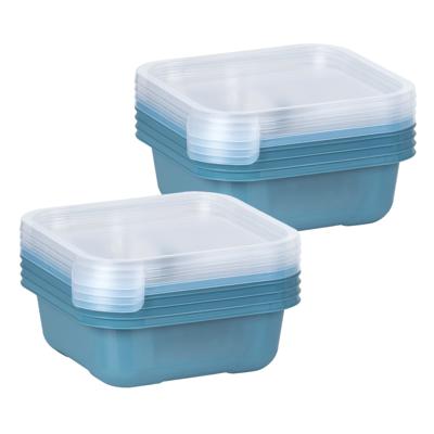 Vershoudbakjes/lunchboxen - set van 8x st - 900 ml - blauw/transparant- L16 x B16 x H9 cm