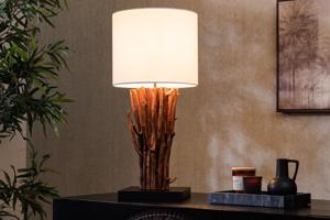 Design tafellamp EUPHORIA 60cm naturel wit rond massief hout handgemaakt - 43452