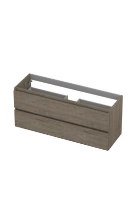 Onderkast INK 2 laden greeploos met houten keerlijst 120 cm x 40 cm x 52 cm Greige eiken 1257039