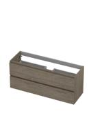 Onderkast INK 2 laden greeploos met houten keerlijst 120 cm x 40 cm x 52 cm Greige eiken 1257039