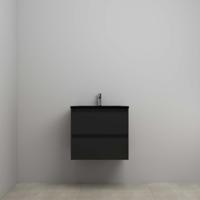 On-Line Onderkast - 60 cm - Voorgemonteerd - Ladestructuur - Acryl Wastafel - 1 Kraangat - Mat Zwart