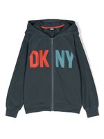 Dkny Kids hoodie zippé à logo en jacquard - Bleu - thumbnail