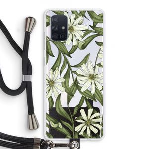 Wit bloemenpatroon: Samsung Galaxy A71 Transparant Hoesje met koord