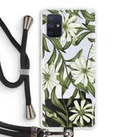 Wit bloemenpatroon: Samsung Galaxy A71 Transparant Hoesje met koord