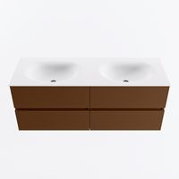 MONDIAZ VICA 130cm badmeubel onderkast Rust 4 lades. Wastafel MOON dubbel 2 kraangaten, kleur Talc.
