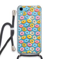 Pink donuts: iPhone XR Transparant Hoesje met koord