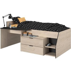 PARISOT Kim Kindercombinatiebed - Jackson eiken en zwart decor - 90 x 190/200 cm