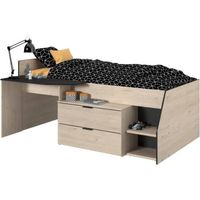 PARISOT Kim Kindercombinatiebed - Jackson eiken en zwart decor - 90 x 190/200 cm