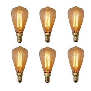 6 stks 40 w e14 st48 gloeilamp vintage edison gloeilamp warm wit 2200-2700 k retro dimbare voor kaars hanglamp kroonluchter 220-240 v Lightinthebox