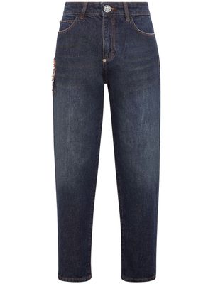 Philipp Plein jean fuselé à détail appliqué - Bleu