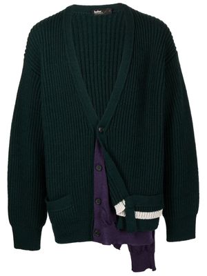 Kolor cardigan nervuré en laine - Vert
