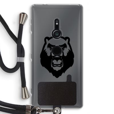 Angry Bear (black): Sony Xperia XZ2 Transparant Hoesje met koord