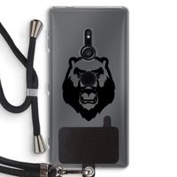 Angry Bear (black): Sony Xperia XZ2 Transparant Hoesje met koord