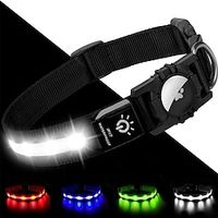 oplichtende halsband ipx7 waterdichte led knippert airtag halsbanden voor huisdieren voor donkere nachtwandelen usb c oplaadbare glow nylon halsband met luchttaghouder voor puppy's kleine honden zwart Lightinthebox