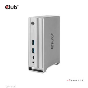 CLUB3D USB type C Universeel docking station 2x USB Gen2 Type-A 1x USB Gen1 Type-A 1x USB Type-A (ROOD) Smart Charging-poort 5V/2.4A Max. • 2x HDMI (DP Alt Mode) 1x DP (DP Alt Mode) 1x VGA 1x RJ45 max.120 Watt opladen