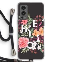 Hello in flowers: OnePlus Nord 2 5G Transparant Hoesje met koord