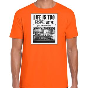 Koningsdag verkleed T-shirt voor heren - vintage poster - oranje - feestkleding