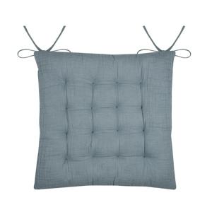 Stof Textile stoelkussen Coline - ijsblauw - 38 x 38 x 4 cm - touwtjes sluiting