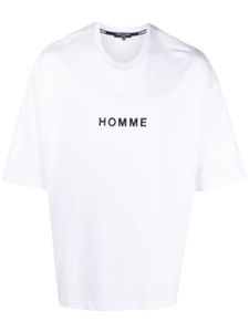 Comme des Garçons Homme t-shirt en coton à slogan imprimé - Blanc