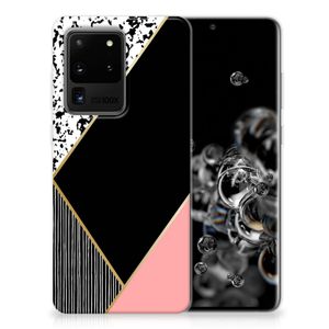 Samsung Galaxy S20 Ultra TPU Hoesje Zwart Roze Vormen