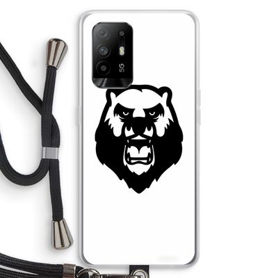 Angry Bear (white): Oppo A95 5G Transparant Hoesje met koord