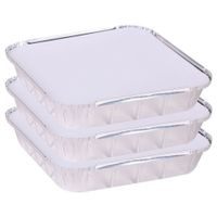 Elite Meal prep bewaar bakjes - Aluminium - 3x - 25 x 25 x 5 cm - met deksel - thumbnail