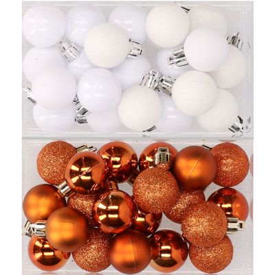 Kunststof kerstballen oranje met wit set van 40x stuks 3 cm Kunststof kerstballen oranje met wit set van 40x stuks 3 cm
