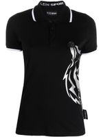 Plein Sport polo en coton à logo imprimé - Noir