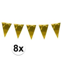 8x stuks XL vlaggenlijnen metallic goud 10 meter - thumbnail