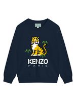 Kenzo Kids sweat en coton à imprimé tigre - Bleu