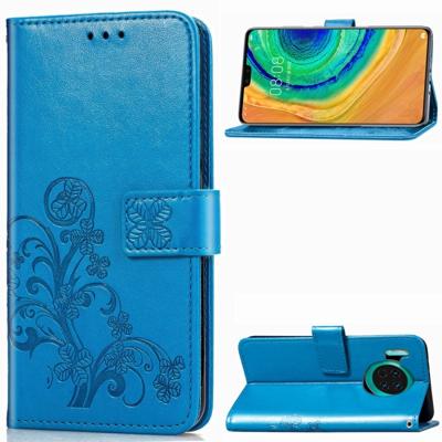 Voor Huawei mate 30 4-blad clasp reliëf Buckle mobiele telefoon bescherming lederen draagtas met Lanyard & Card slot & portemonnee & beugel functie (