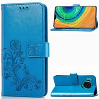 Voor Huawei mate 30 4-blad clasp reliëf Buckle mobiele telefoon bescherming lederen draagtas met Lanyard & Card slot & portemonnee & beugel functie (