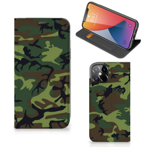 iPhone 12 Pro Max Hoesje met Magneet Army Dark