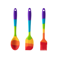 TAYLOR'S EYE WITNESS - Mini lepel, Spatula & Bakkwast siliconen Rainbow 3-dlg