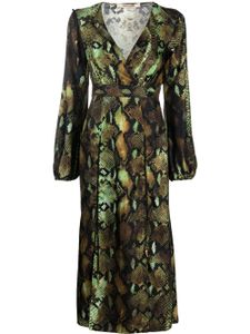 Roberto Cavalli robe mi-longue en soie à imprimé peau de serpent - Tons neutres