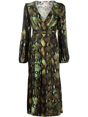 Roberto Cavalli robe mi-longue en soie à imprimé peau de serpent - Tons neutres