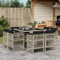 9-delige Tuinset met kussens poly rattan lichtgrijs 9-delige Tuinset met kussens poly rattan lichtgrijs