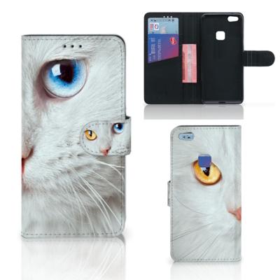 Huawei P10 Lite | Telefoonhoesje | Met pasjeshouder | Witte Kat