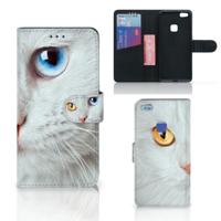 Huawei P10 Lite | Telefoonhoesje | Met pasjeshouder | Witte Kat
