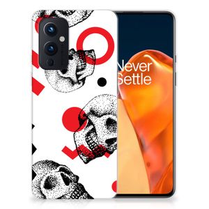 Silicone Back Case OnePlus 9 Skull Red