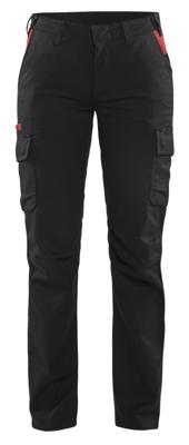 Blåkläder Dames industrie werkbroek stretch/elastiek 71441832 | Zwart/Rood | Maat 36 - 7330509763513