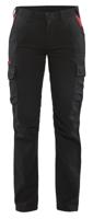 Blåkläder Dames industrie werkbroek stretch/elastiek 71441832 | Zwart/Rood | Maat 40 - 7330509763537