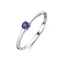 925 Zilveren Ring Februari Amethist Geboortesteen 3mm