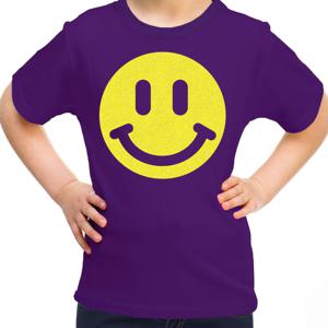 Verkleed T-shirt voor meisjes - smiley - paars - carnaval - feestkleding voor kinderen